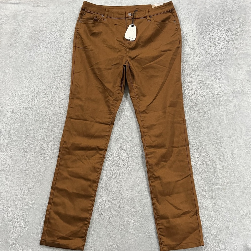 Prana Kayla Jeans Women's 16 Tall Sepia Denim Comfort High Rise Straight Leg
